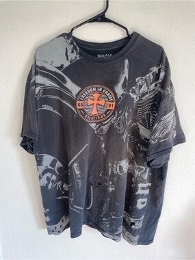 Freedom in Christ Black Short Sleeve Graphic Tee 2X vintage Y2K religious biker